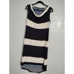 Chelsea & Theodore Dress Ladies M Black/White/Navy Block Sleeveless Knit Dinner‎
